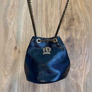Pratesi Firenze Bruce Black Leather Mini Bucket Crossbody Bag NWOT